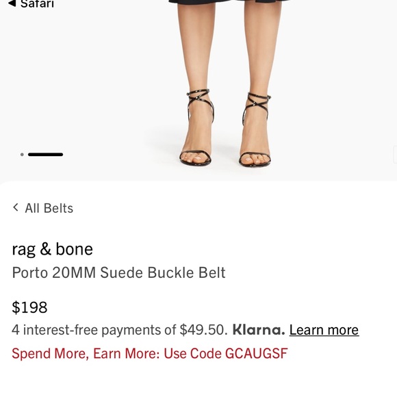 Rag and Bone Greige suede porto belt main image 8